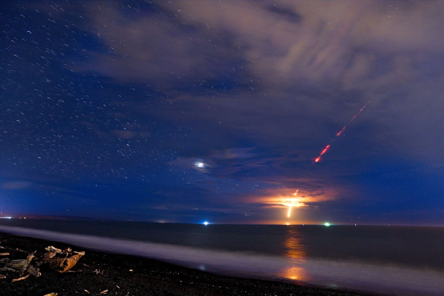 “Get The Hawk Outta Here” launched on a Rocket Lab Electron rocket from the company’s launch complex in Mahia as seen from Bay View. Photo / Art Hyde
