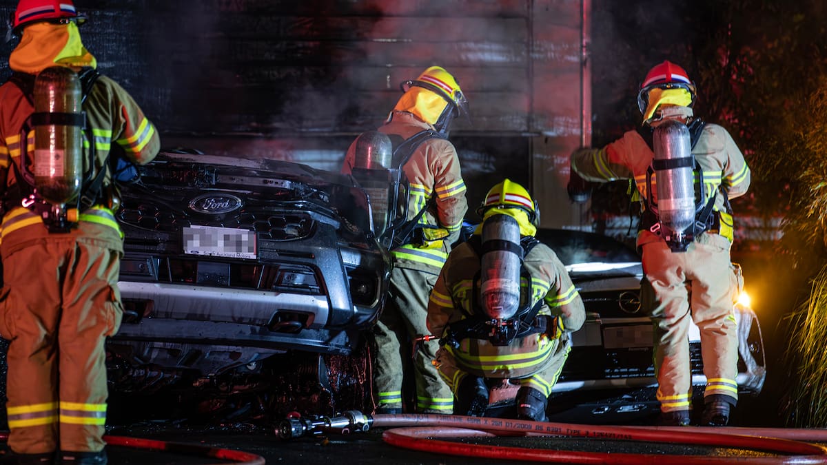 EV bursts into flames in Auckland overnight, two vehicles and house damaged EV bursts into flames in Auckland overnight, two vehicles and house damaged