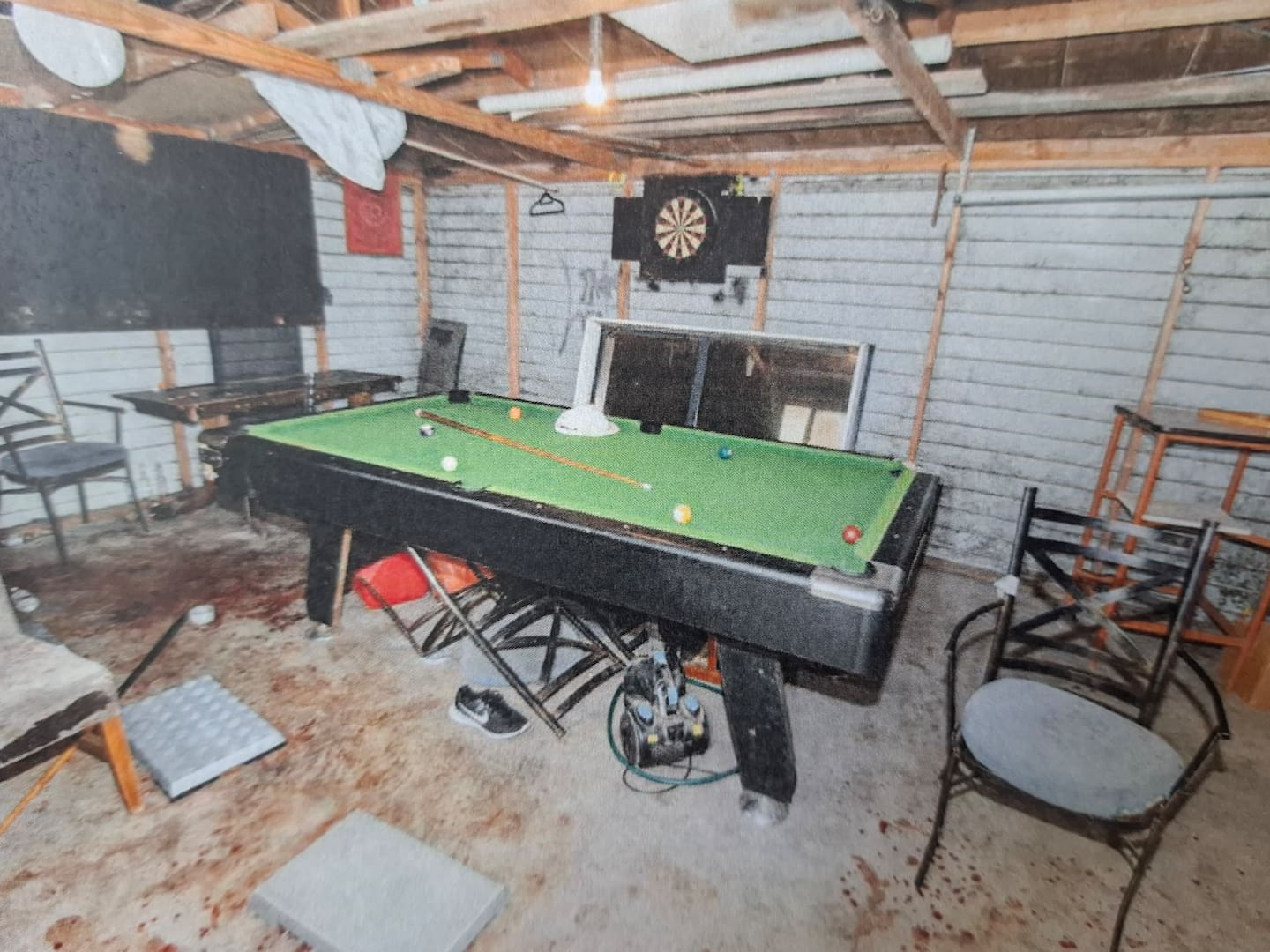 The shed was used for gatherings and entertainment, and was the scene of the violent attack on Mark Walker whose son found him bleeding in the corner.