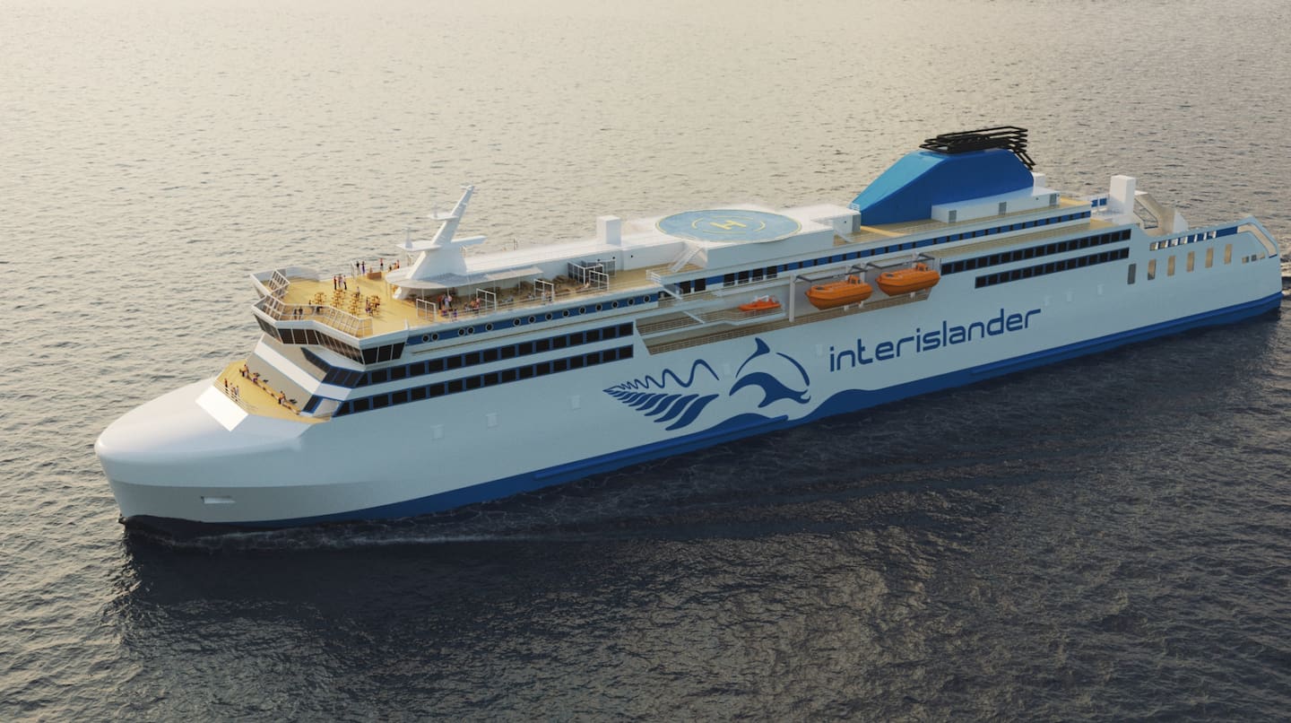 The two new rail-enabled ferries will be hybrid, able to run off diesel and electricity. Photo / Ferry Holdings Ltd