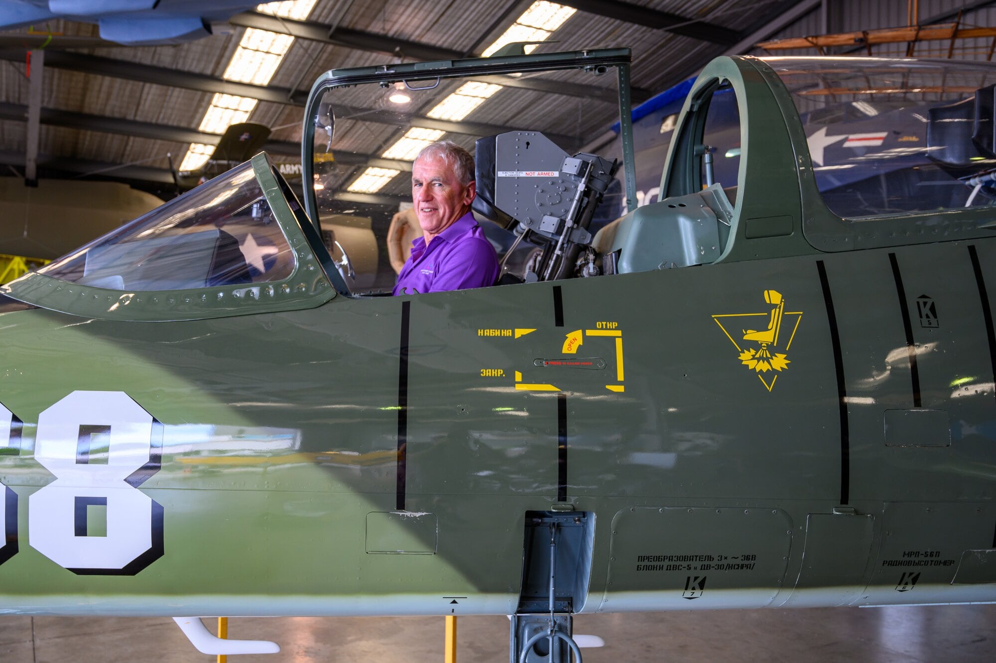  John Mathewson in the cockpit of Fighter Jets NZ&rsquo;s L39 Albatross. Photo / David Hall