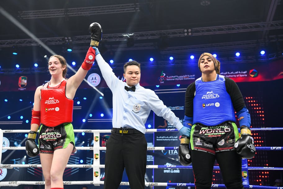 Te Puke's Emma Diprose announced as the winner of the under 23 female 75kg world title at the IFMA Muay Thai World Championships back in 2022.