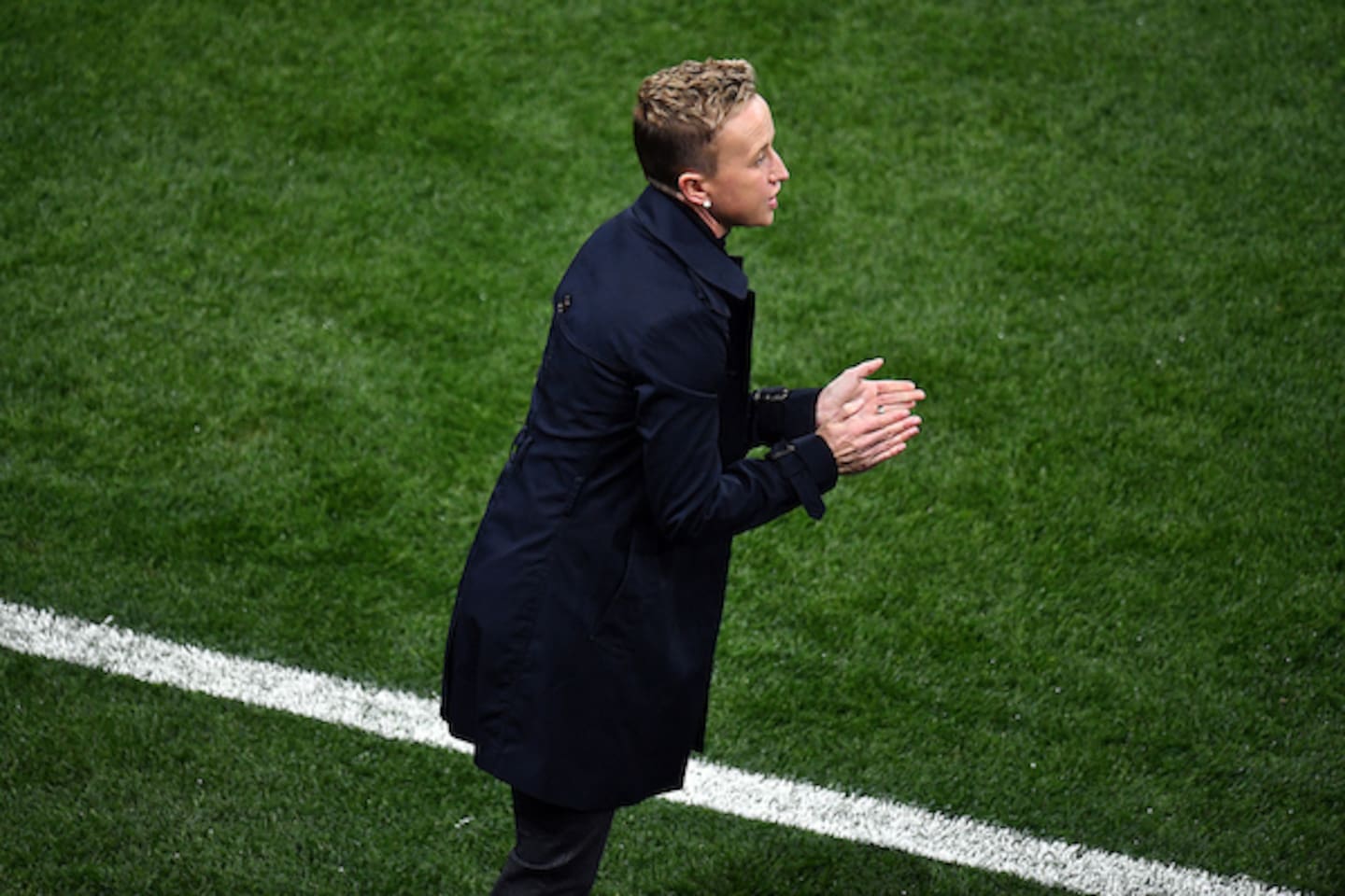 Canada's coach Beverly Priestman on the sideline at the World Cup in 2023. Photo / Photosport