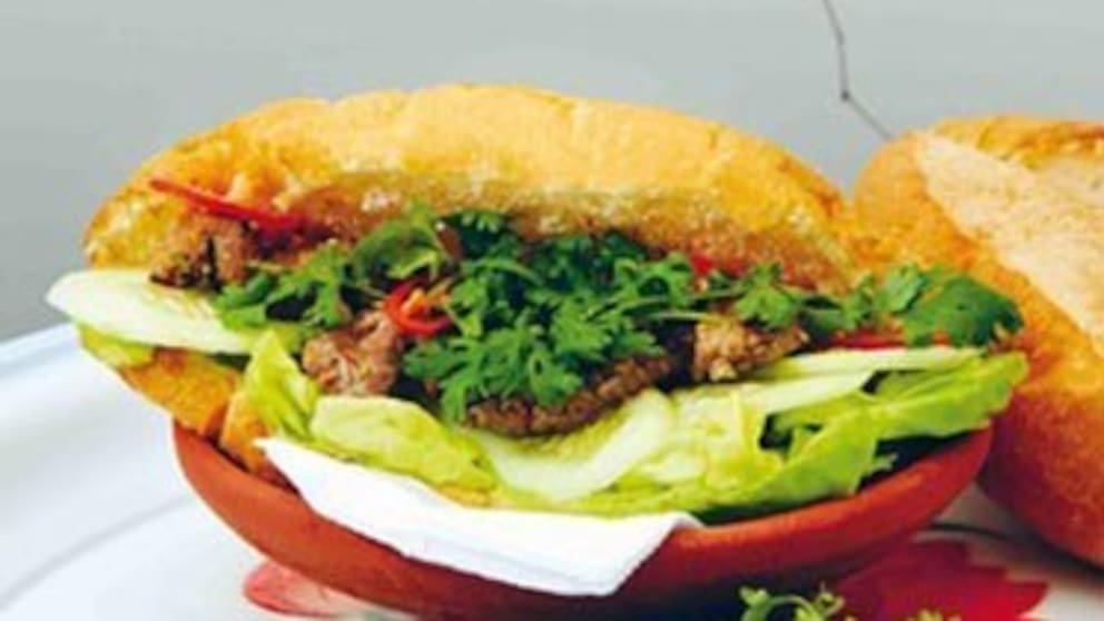 Lemongrass beef skewers in baguettes (Banh mi kep bo xien sa) NZ