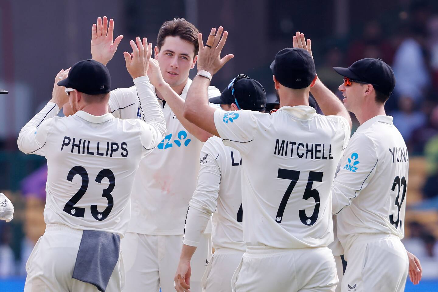 Will O'Rourke celebrates the wicket of KL Rahul. Photo / Photosport