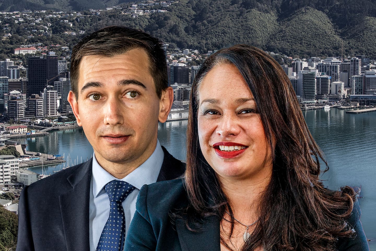 Local Government Minister Simeon Brown and Wellington Mayor Tory Whanau. Photo / Mark Mitchell