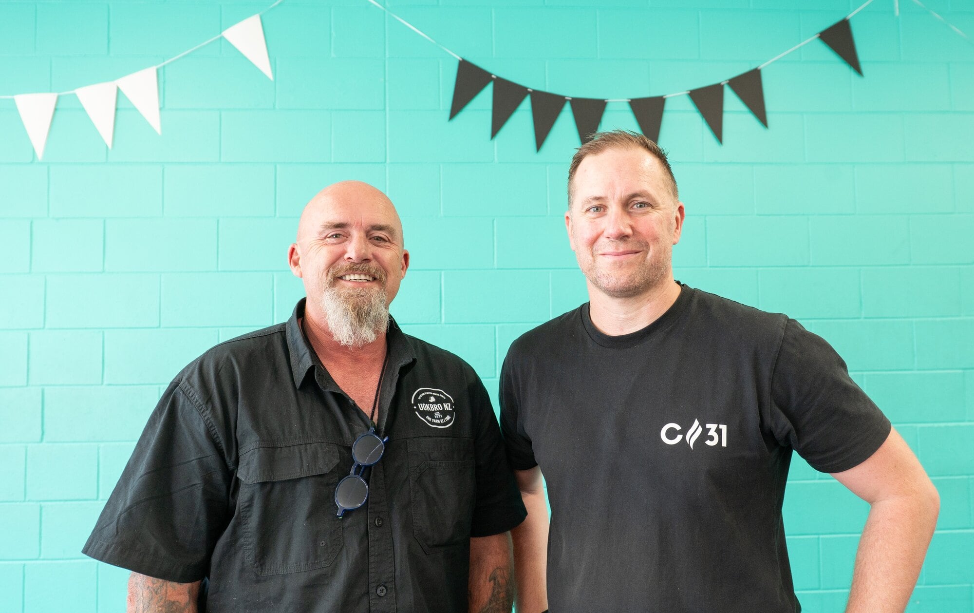 Founder of UOKBRO Scotty Harvey and Club 31 owner Brent Mayhew. Photo / Brydie Thompson