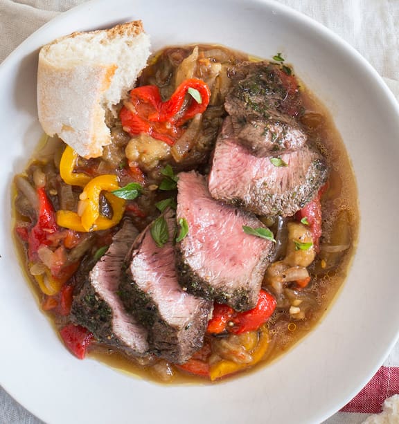 Flat-iron steak with roasted peppers NZ Herald