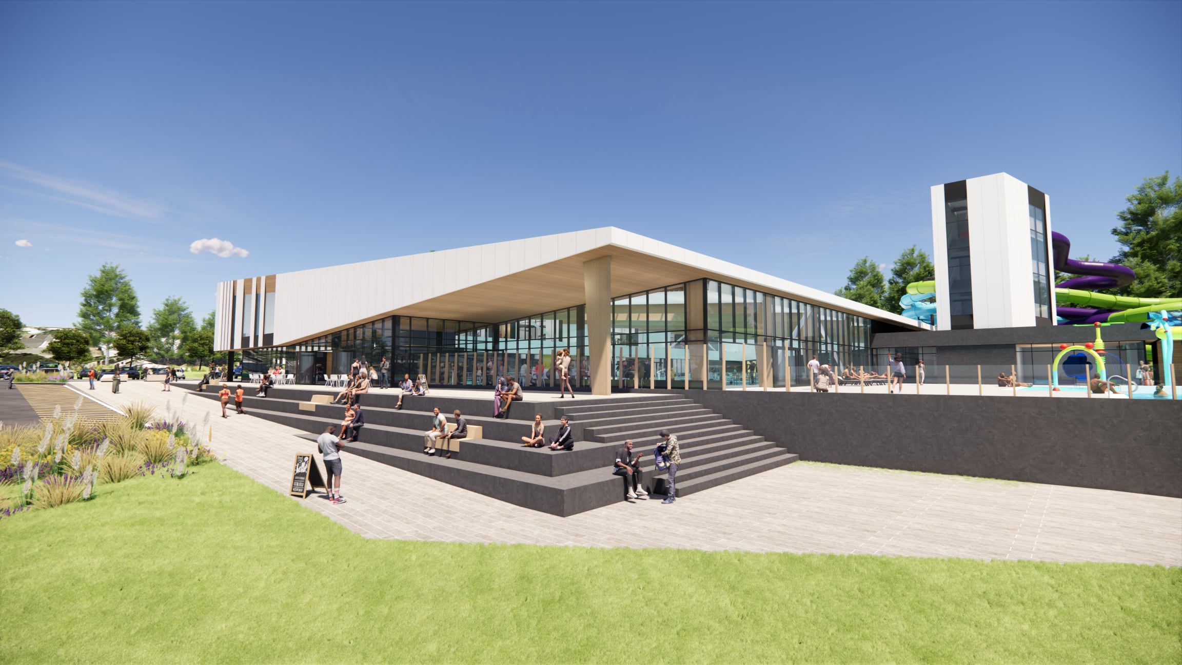 An artist's impression of the Memorial Park Aquatic Centre in Tauranga. Image / Tauranga City Council