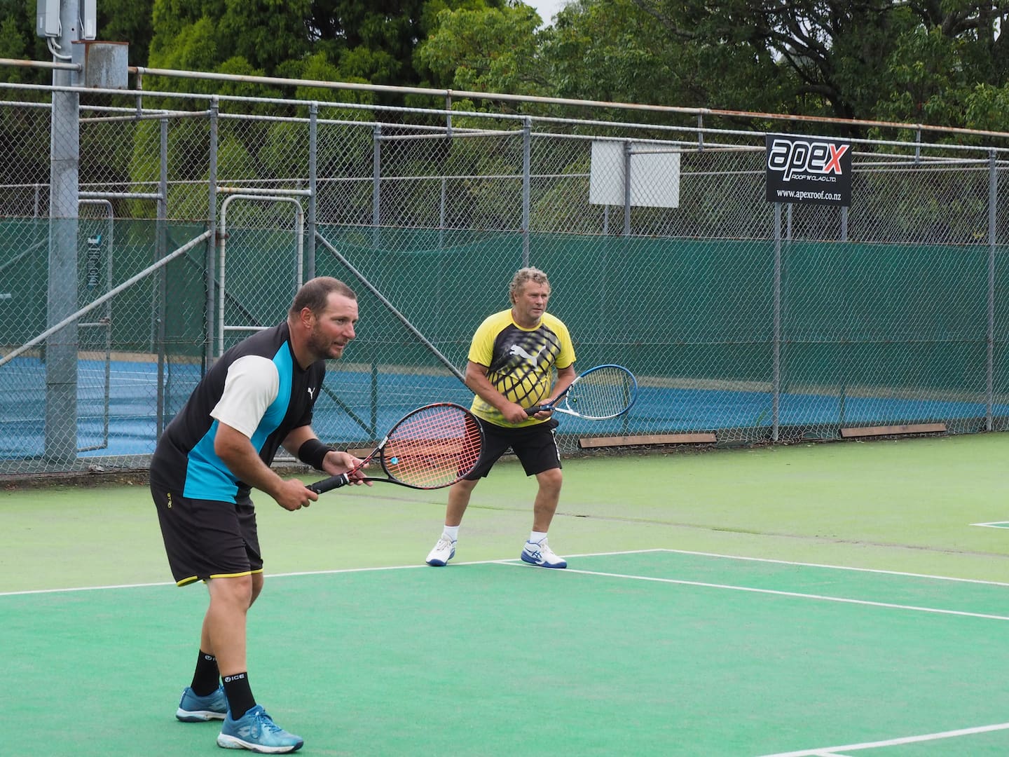 Men's doubles B grade winners: Chris and Greg Miller. Photo / Christine Frost