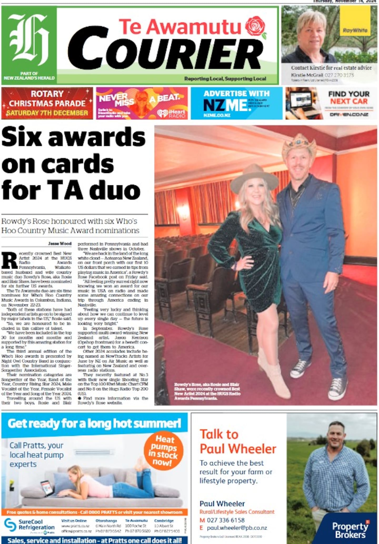 Today's edition of the Te Awamutu Courier.