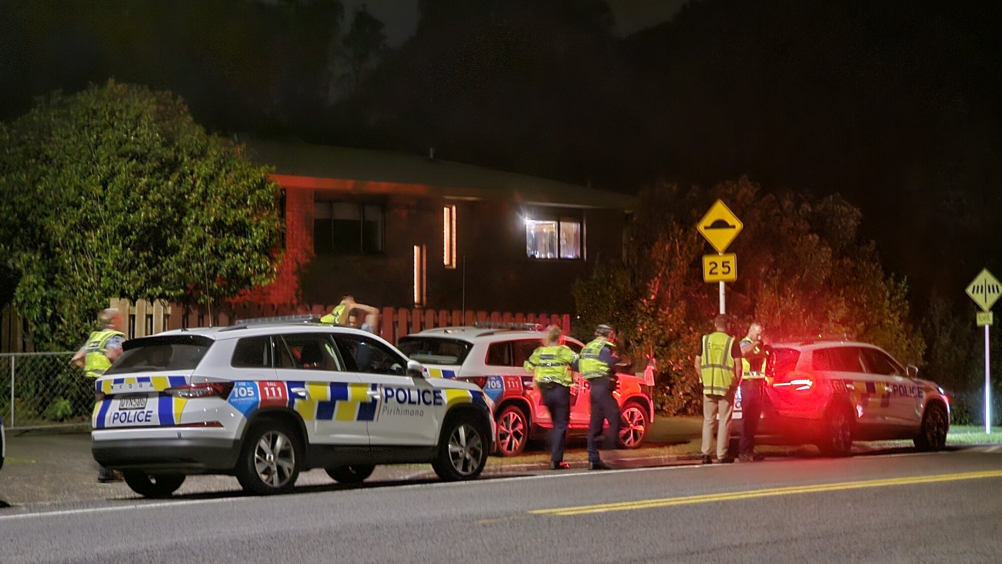  Police arriving at the scene of a disorder in Victory St, Welcome Bay, Tauranga on Saturday night.  Photo / Supplied