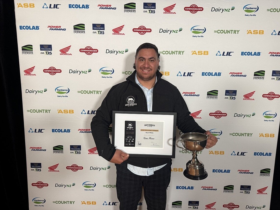  Reno Moses is the 2026 Bay of Plenty Dairy Manager of the Year.