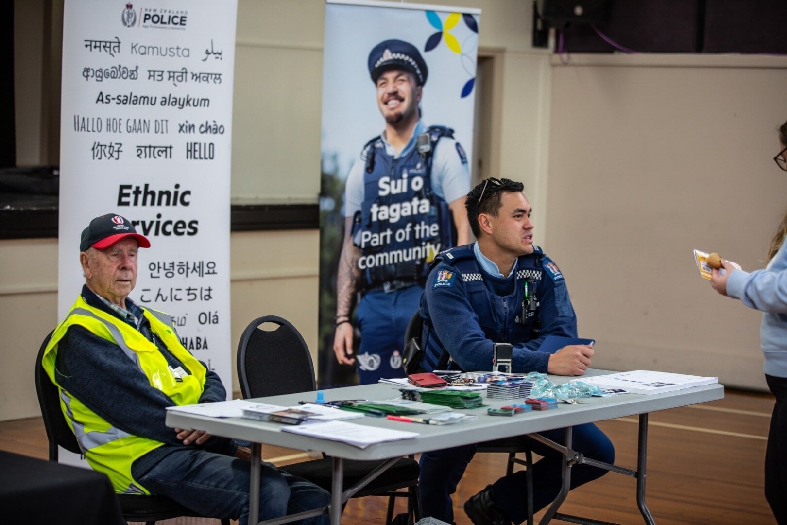  Te Puke Police Community Constable Aron Wilson-McGrath at the Sirens and Services day. Photo / Stuart Whitaker