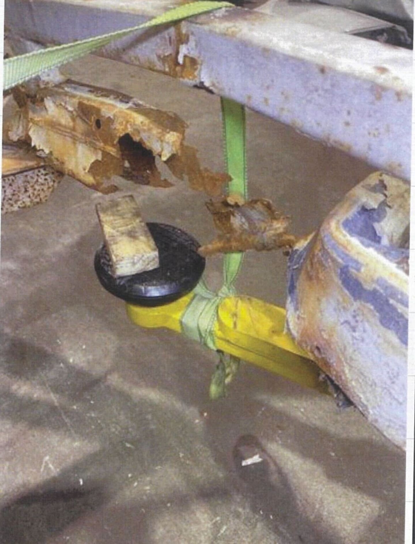 The trailer was so corroded in some areas that the rust went through entire sections of the frame. Photos / Police