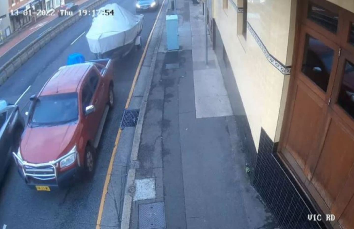 Police footage of Justin Stein's ute with a barrel on the back. Photo / NSW Police