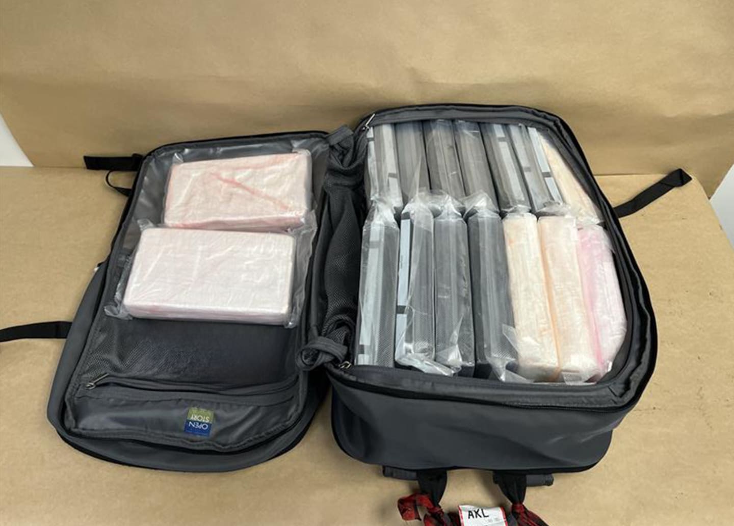 More than 100kg of cocaine has been busted by Customs on Saturday, 15 February, 2025, in a smuggler’s bags at Auckland International Airport. Photo / Customs