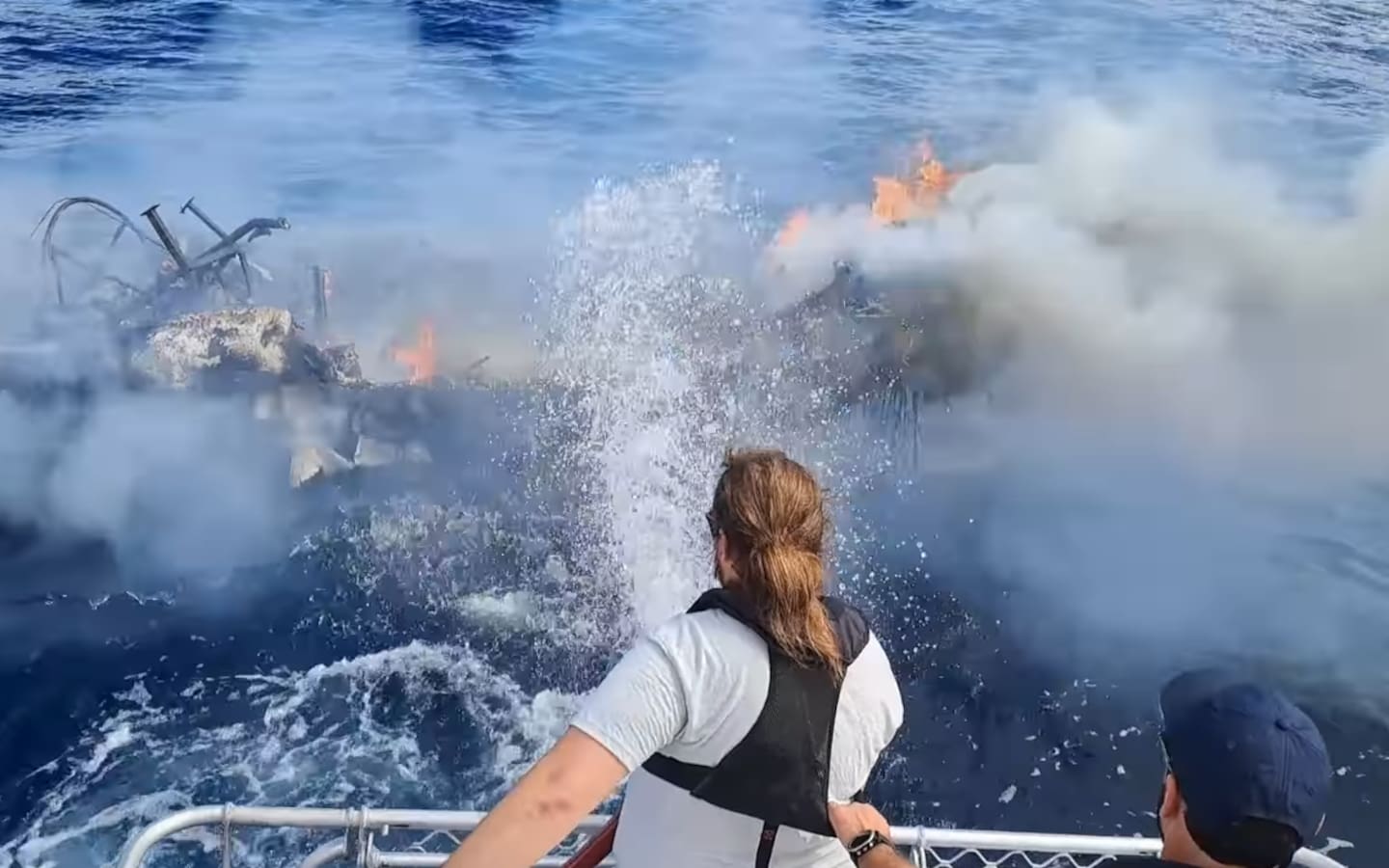 Coastguard Hawke's Bay responded to a boat on fire off the coast of Cape Kidnappers yesterday. Photo / Coastguard Hawke's Bay