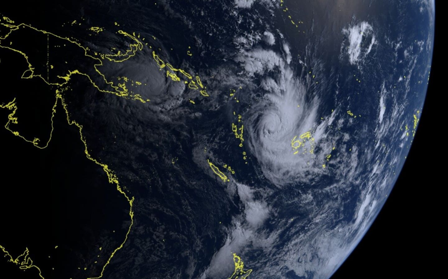 Cyclone Vaianu and Cyclone Maila. Photo / Himawari-8