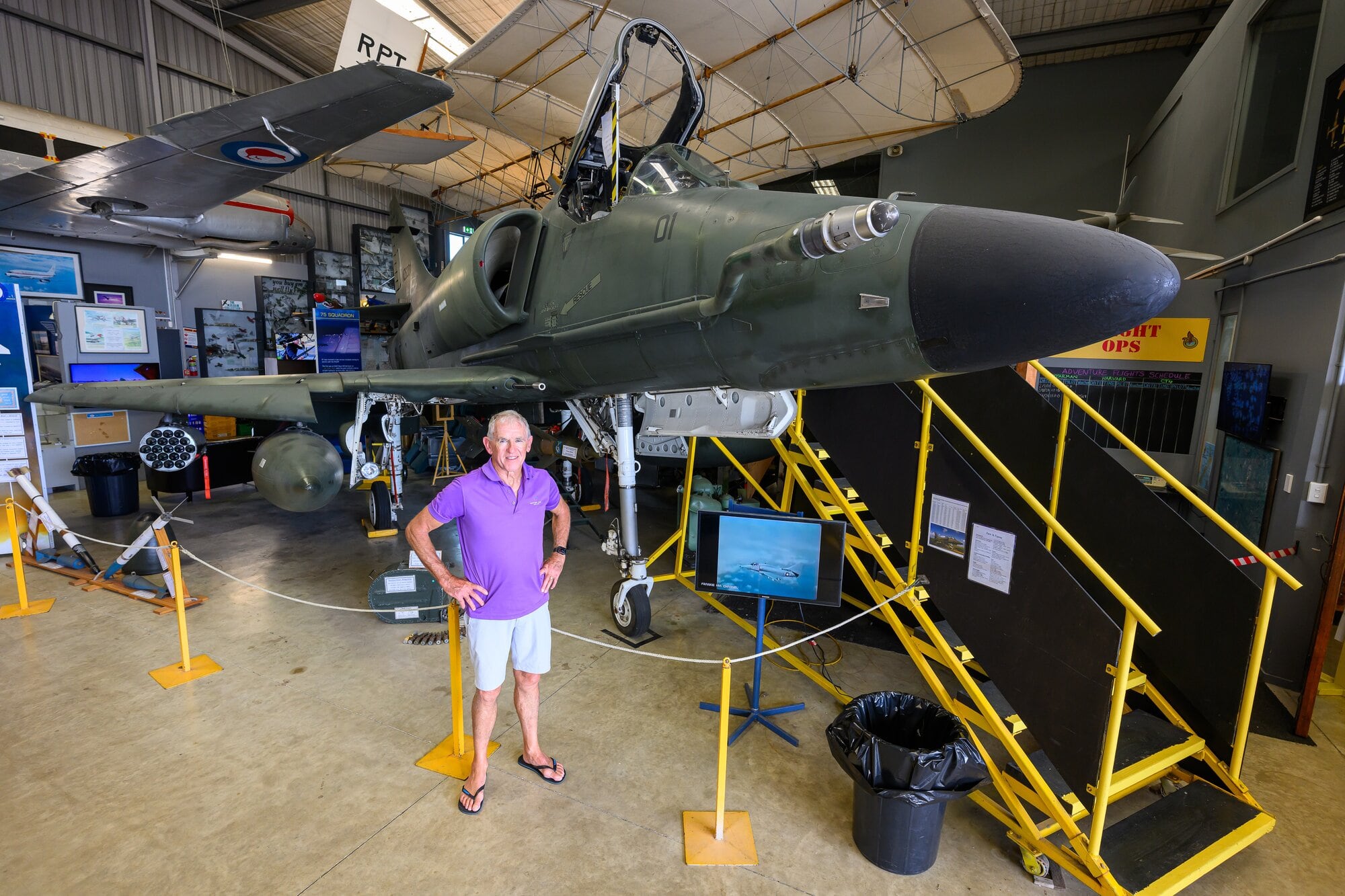  John Mathewson with Fighter Jets NZ&rsquo;s L39 Albatross at Classic Flyers. Photo / David Hall
