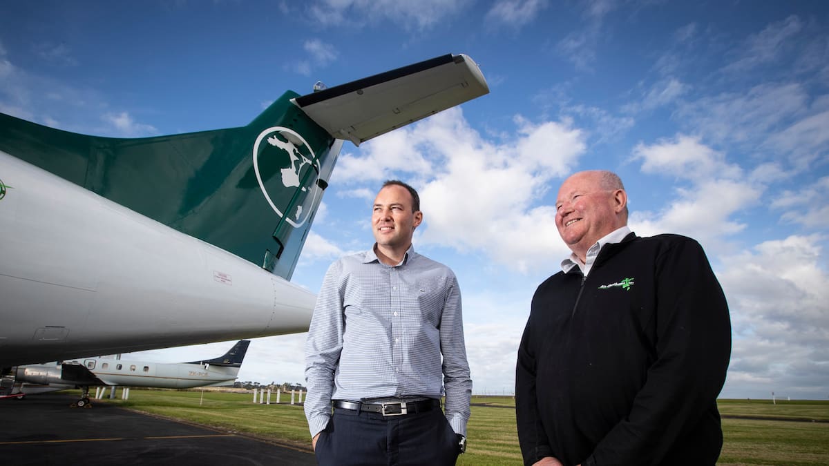 Air Chathams chief executive Craig Emeny hands over to son Duane Emeny