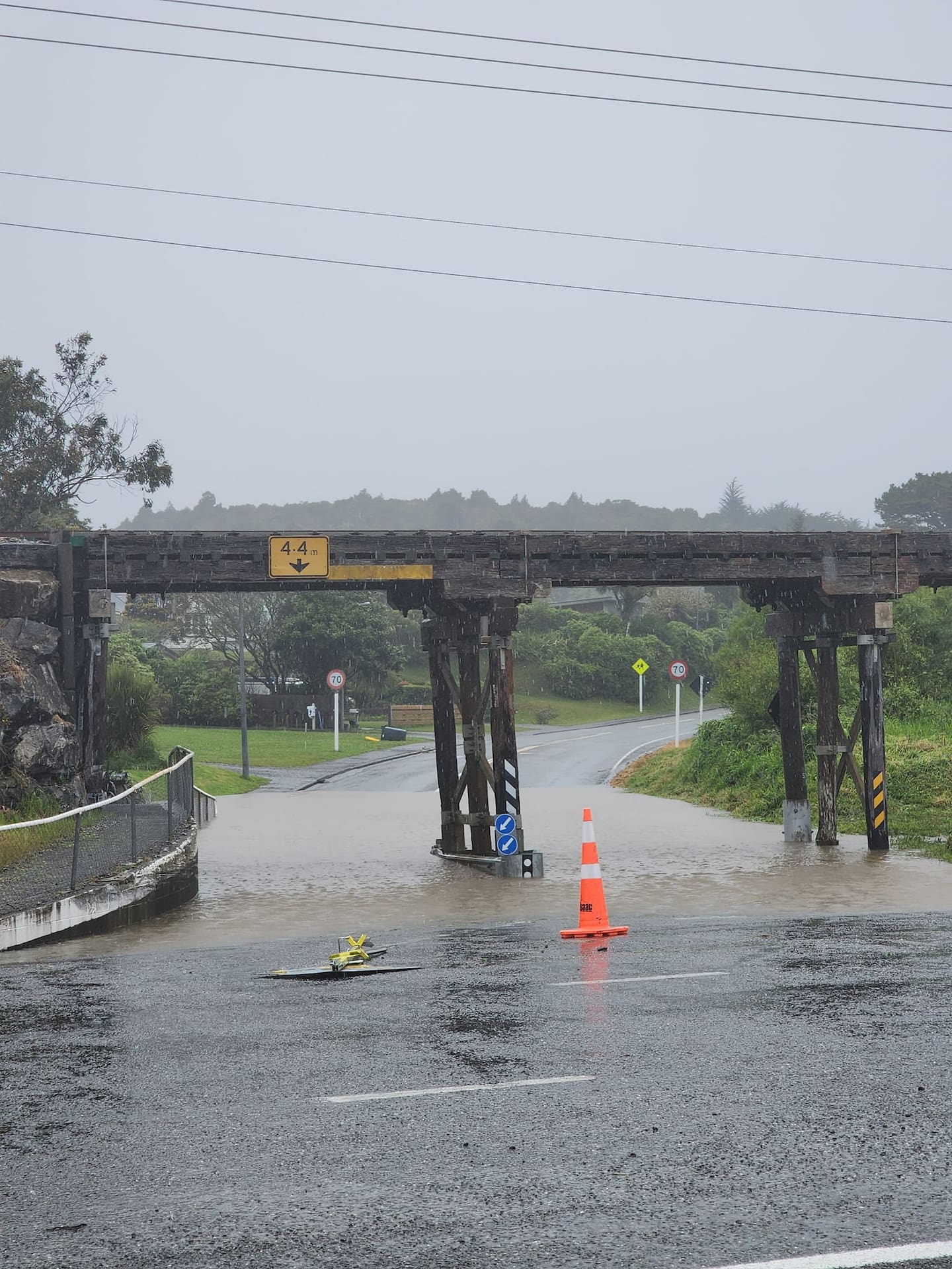 Flooding in Greymouth in the West Coast area on Saturday. Photo / Tess Row