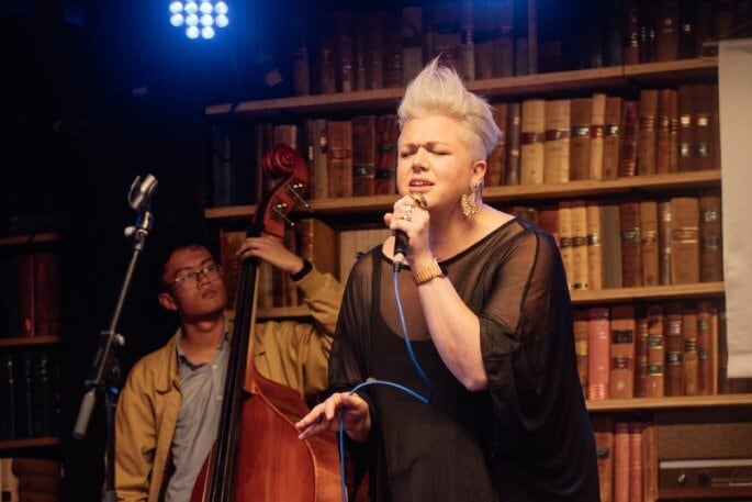 Jess Deacon singing with her Jess Deacon Quintet. Photo / Supplied