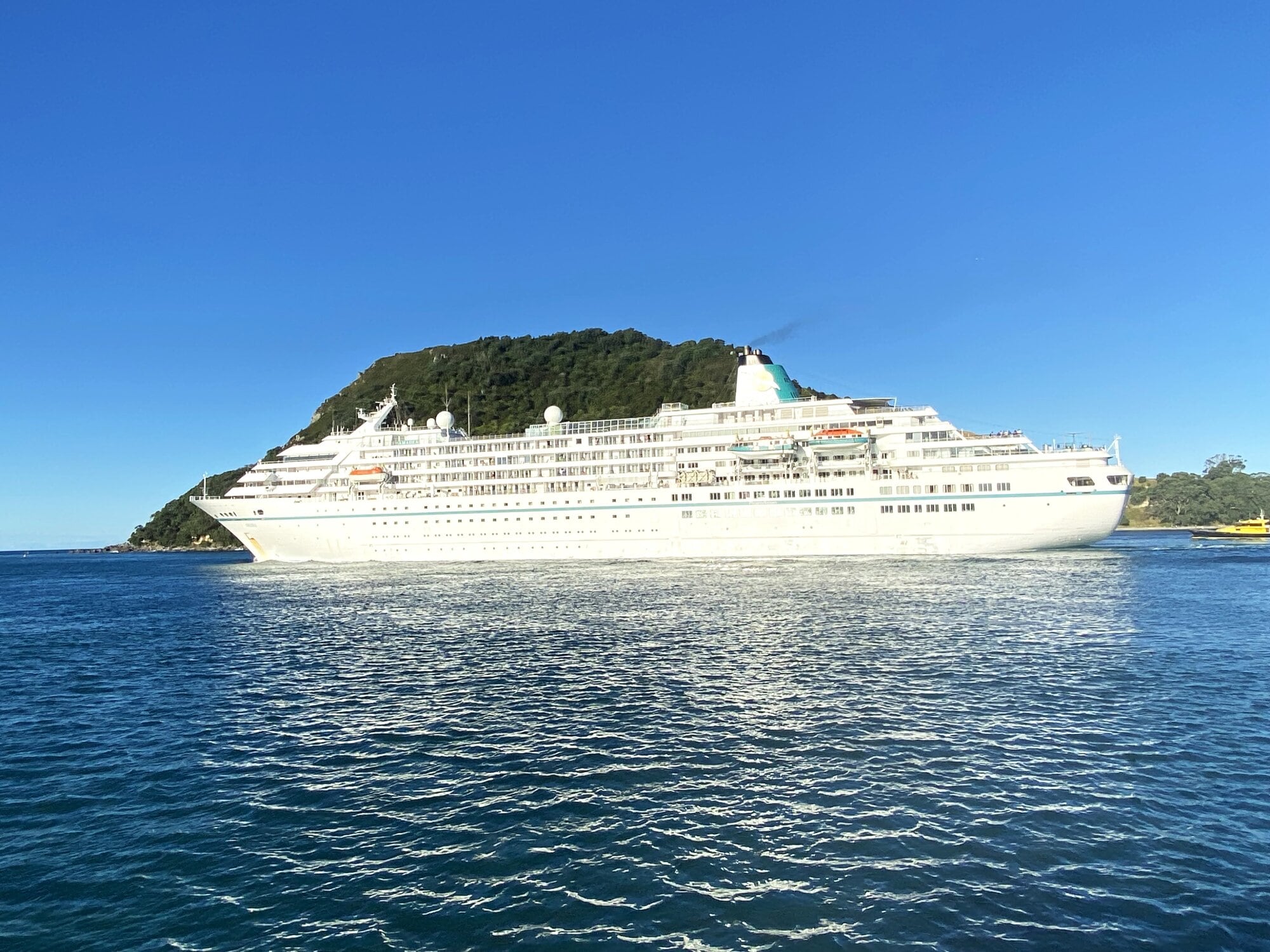 Amadea leaving Tauranga harbour on February 12, 2025. Photo / Rosalie Liddle Crawford