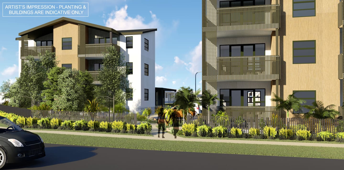 What proposed three-storey Kāinga Ora apartments on the corner of Ranolf St and Malfroy Rd will look like. Photo / Supplied