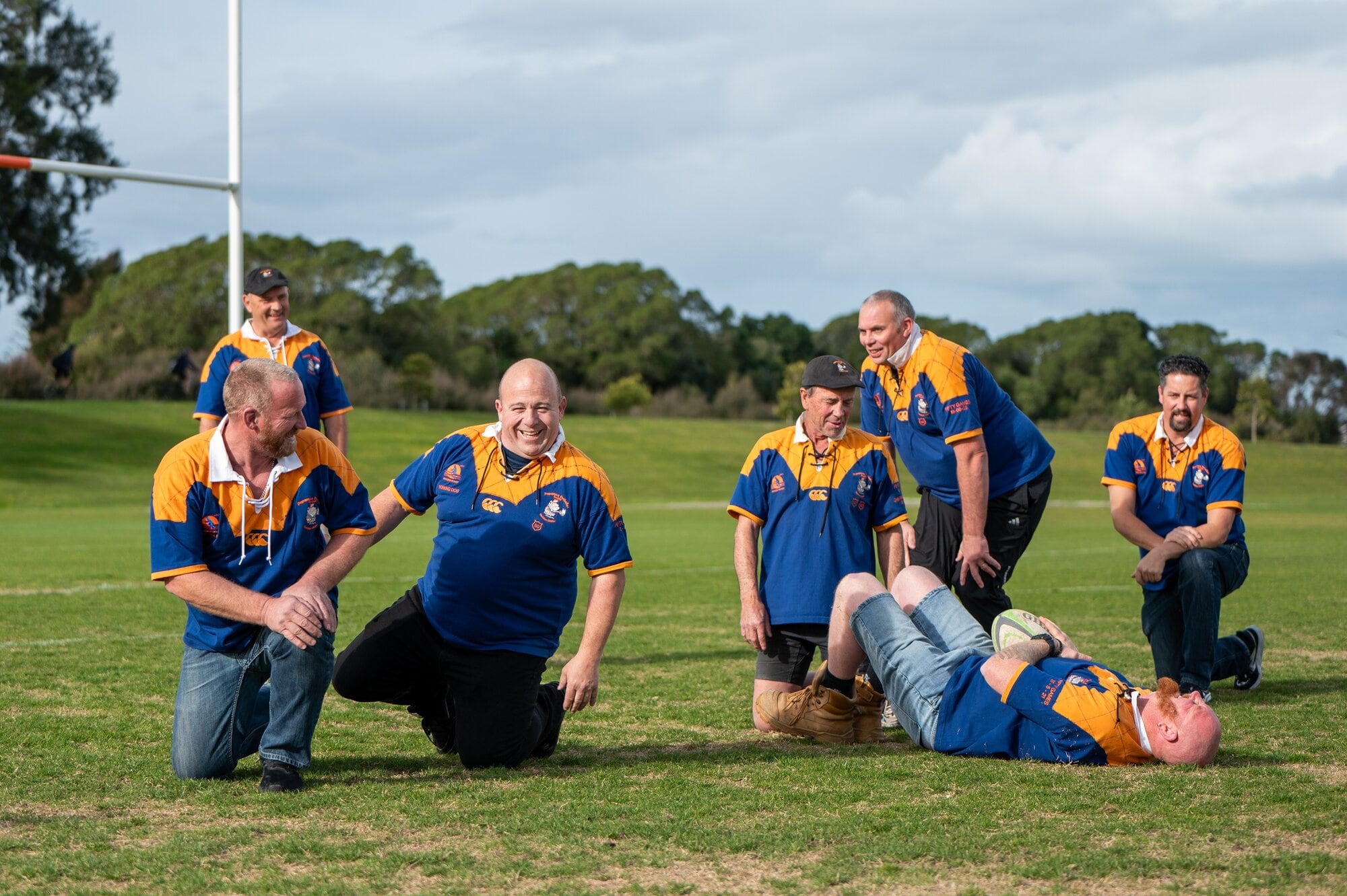 The Pāpāmoa Potbellez Golden Oldies committee enjoying some fun on the field. Photo / Brydie Thompson