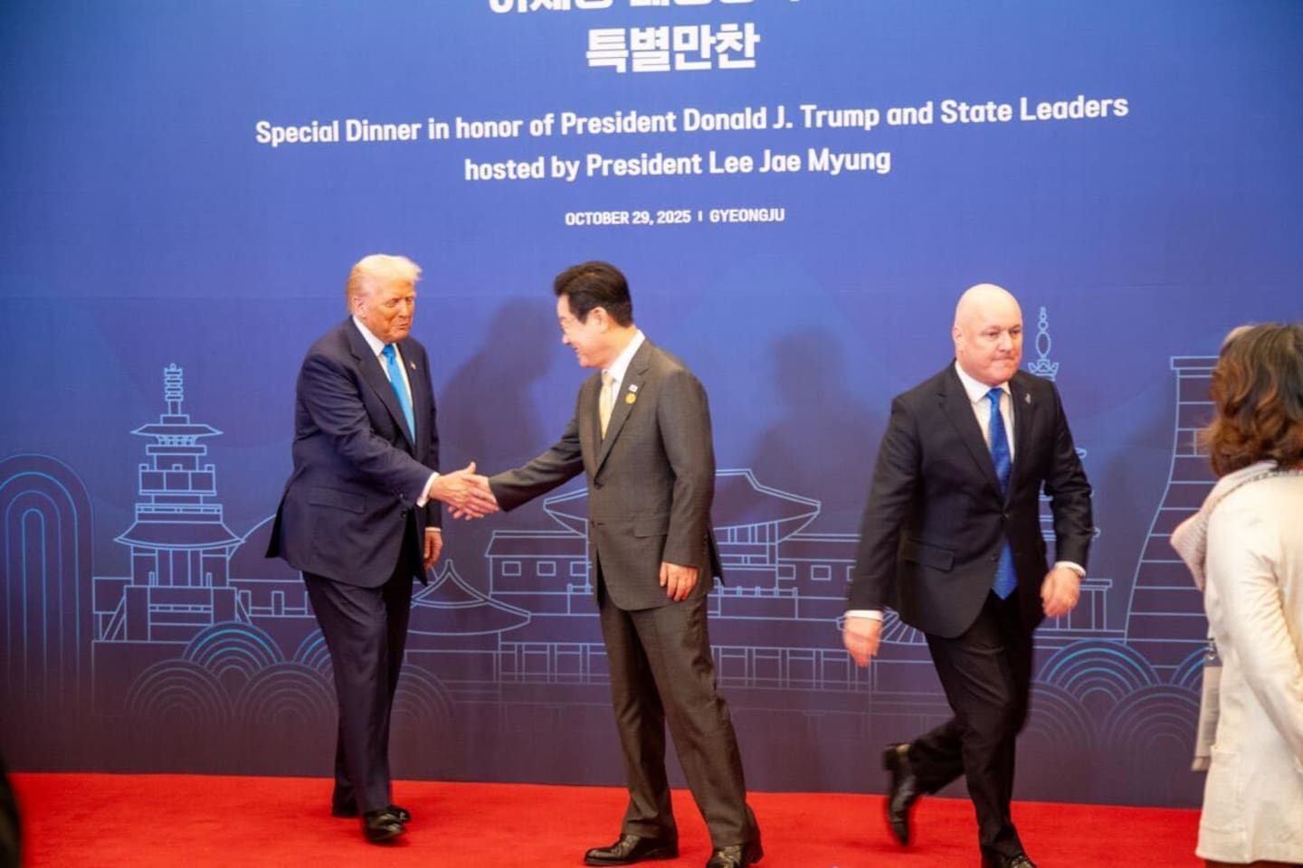 Prime Minister Christopher Luxon has met with US President Donald Trump on the sidelines of Apec. Photo / Jamie Ensor/Pool