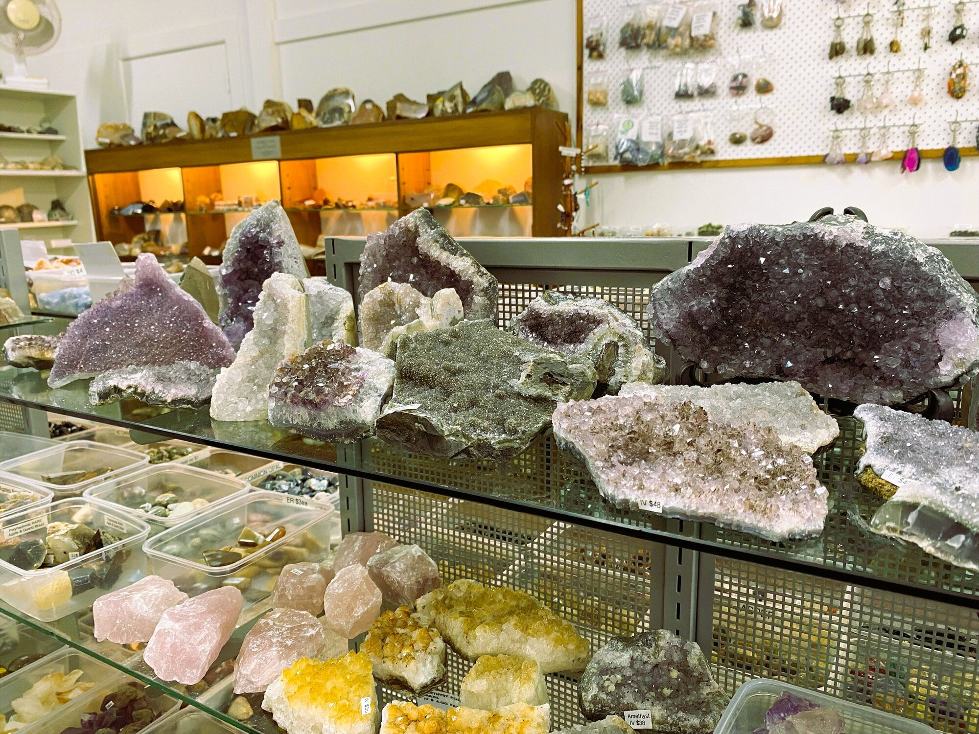  Rocks and crystals on display in the Tauranga Gem and Mineral Club shop at Tauranga Historic Village.  Photo / Rosalie Liddle Crawford