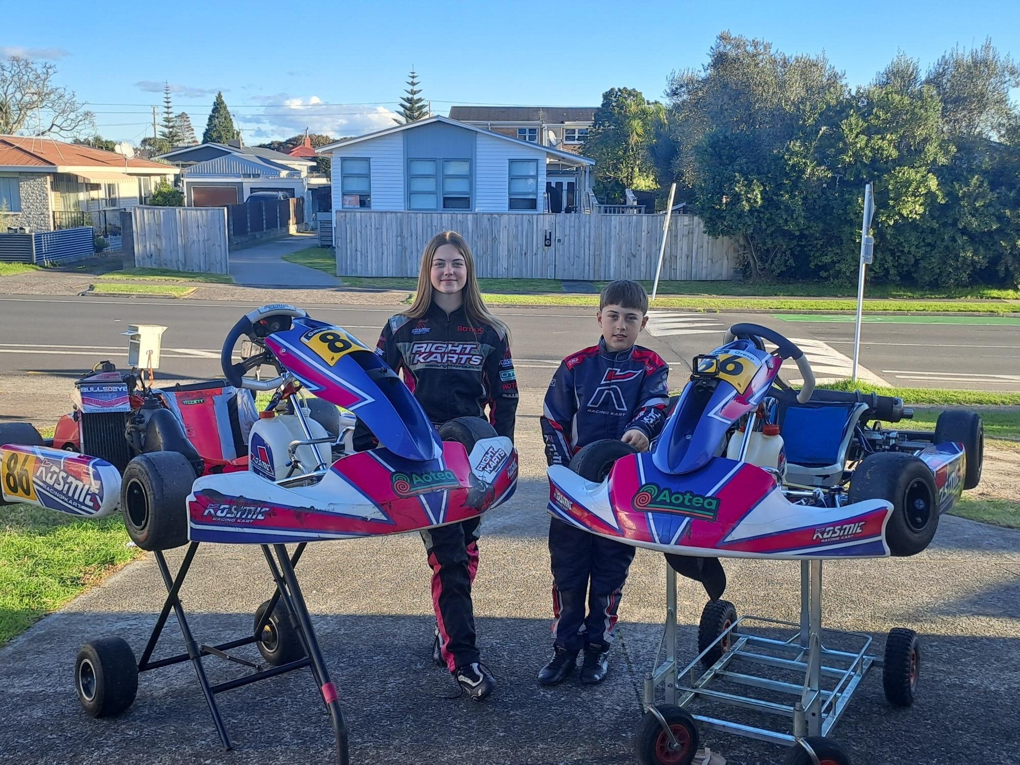  Mount Maunganui karters, Kahli Samuelson, 14, from Mount Maunganui College and Tanner Samuelson, 9, from Omanu Primary School. Photo / Dan Samuelson