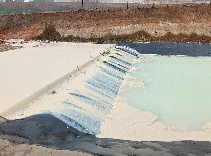  This pond has been named Iain by contractors on the Takitimu North Link. Photo / Supplied