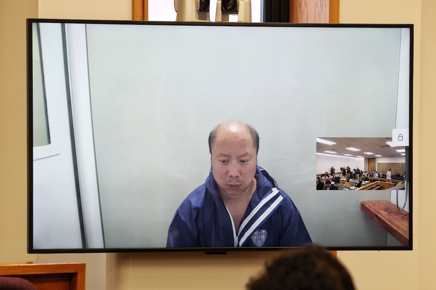 Shu Man Poon when he made his first appearance in November via audio visual link in the Auckland District Court charged with murdering Fuk-Fu Joesph Kwok and his wife Mei Han Chong at the home in Ellerslie. Photo / Jason Oxenham