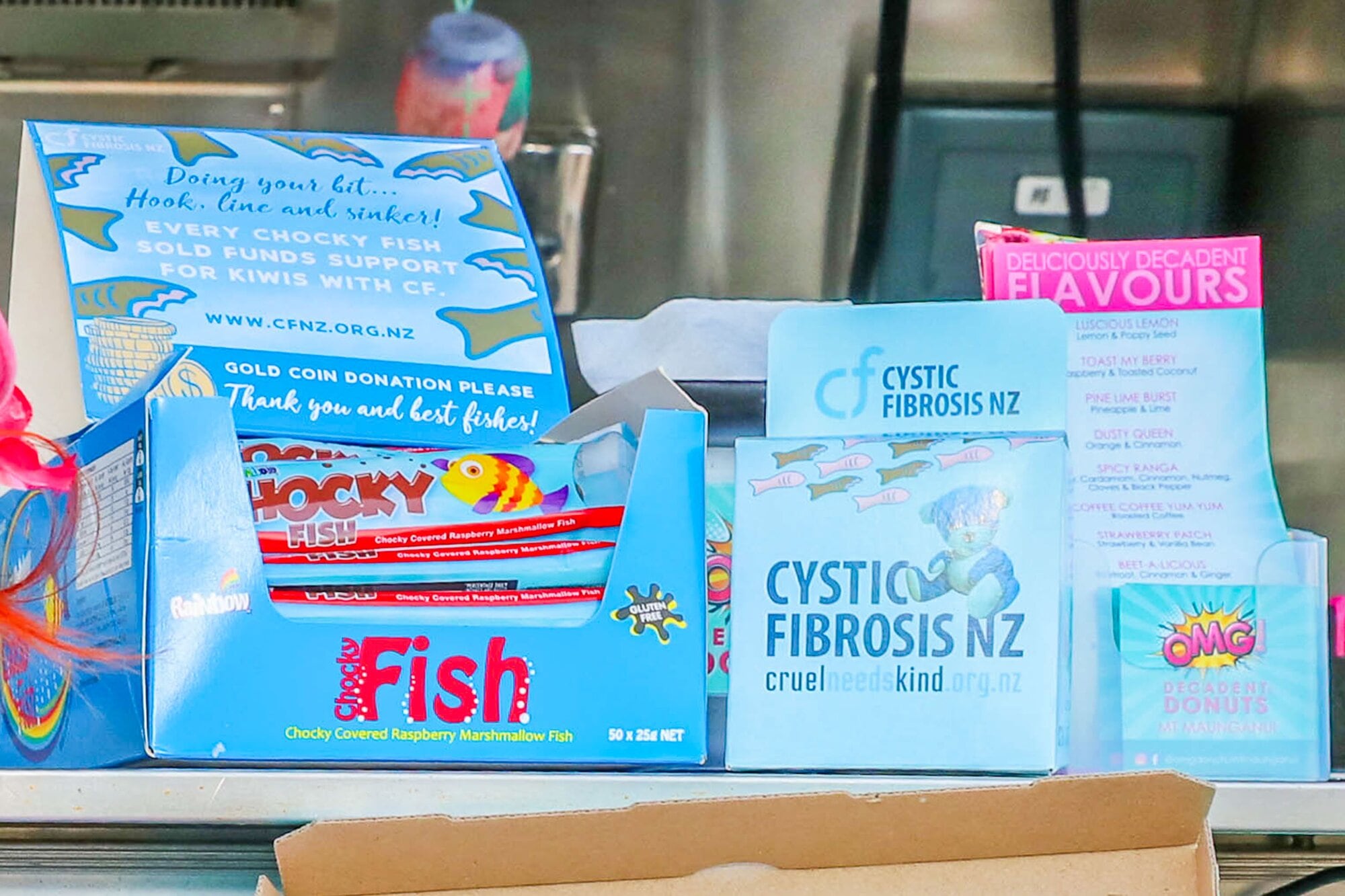  There is also an option to support Cystic Fibrosis Awareness Month with a gold coin donation in exchange for a chocolate fish.  Photo / Kelly O&rsquo;Hara
