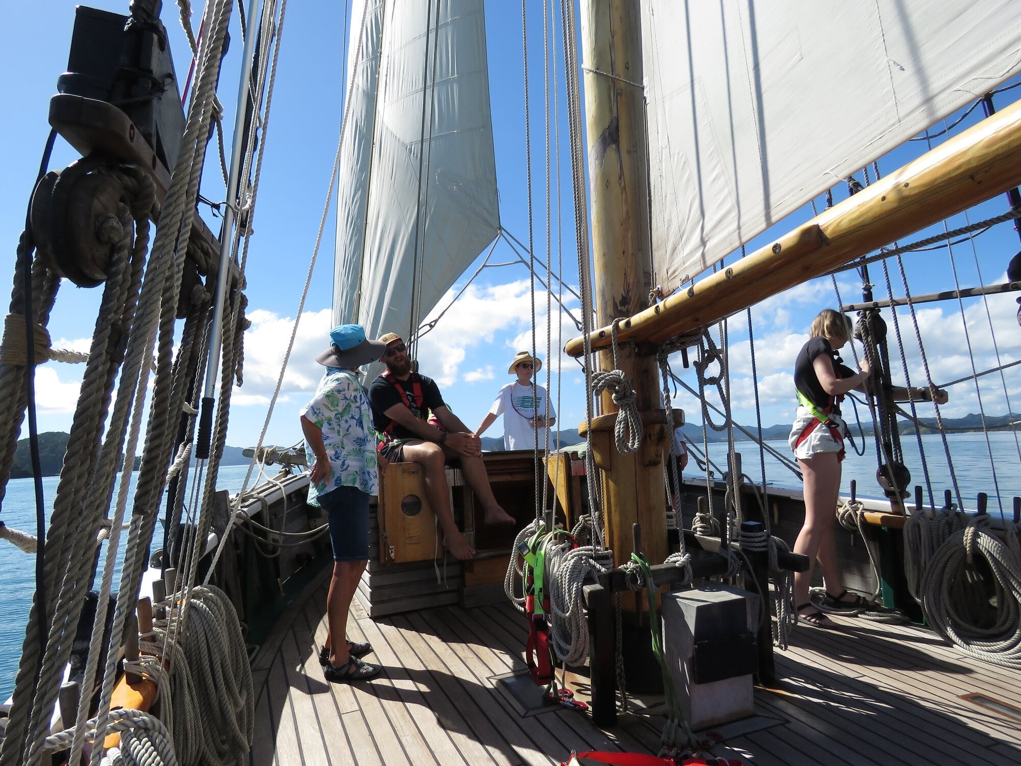  The relaxing goings-on aboard the R Tucker Thompson. Photo / Merle Cave