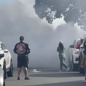Tribesmen Motorcycle Club and King Cobras biker convoy sends plumes of smoke across Auckland CBD