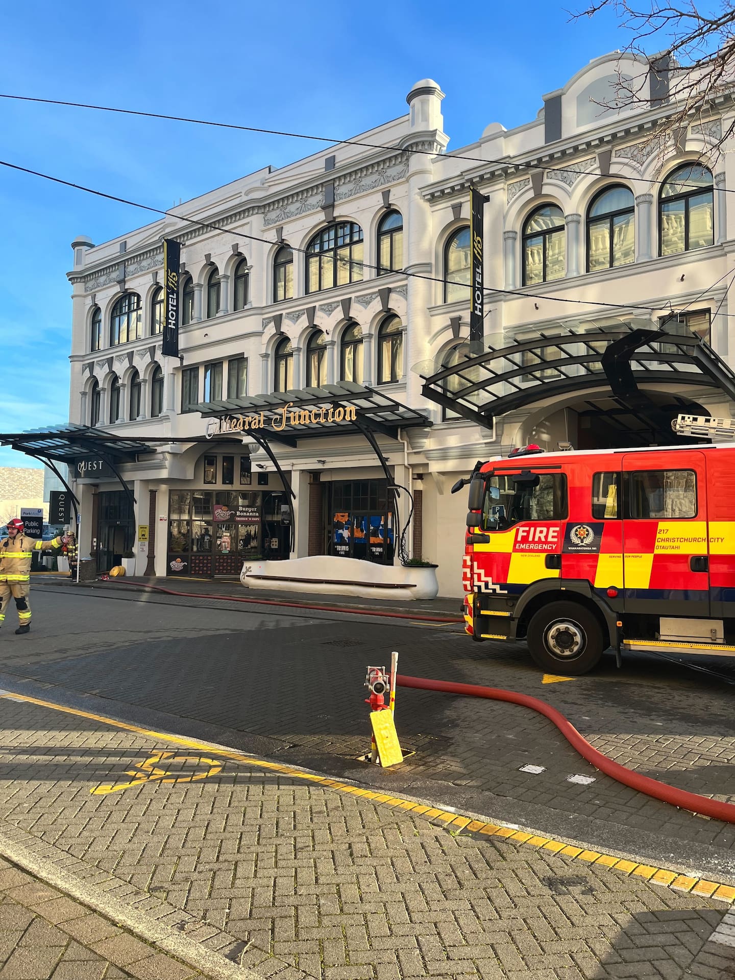 The sprinklers did their job in extinguishing the fire. Photo / Jazlyn Whales
