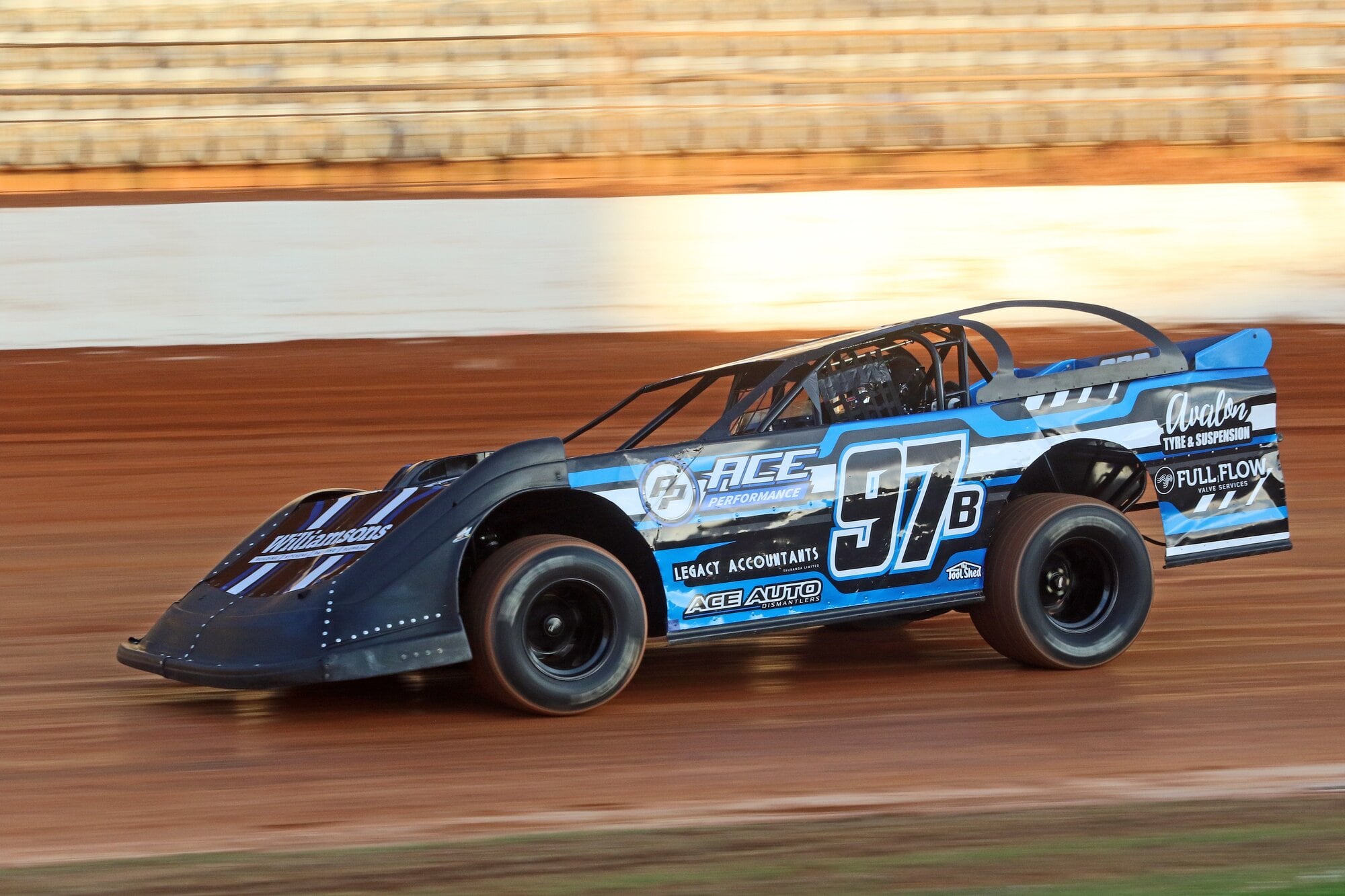  George Crawford on track at Baypark Speedway’s opening meeting. Photo / Supplied