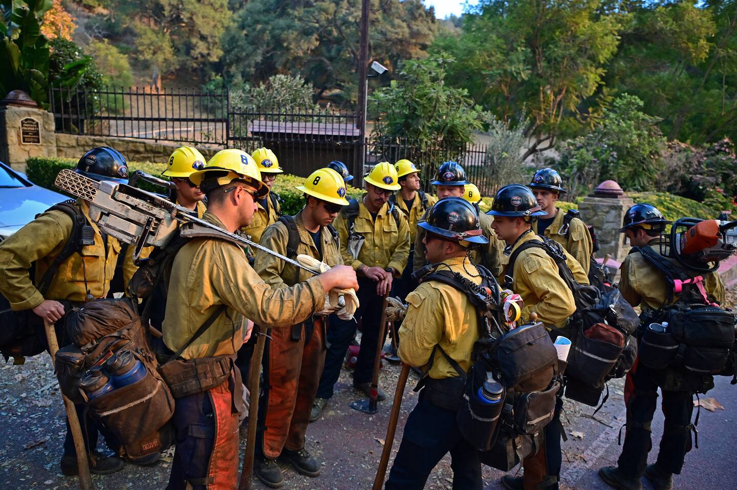 Firefighters on the weekend as the Palisades Fire, the largest of the Los Angeles fires, spread toward previously untouched areas, forcing new evacuations. Photo / Agustin Paullier, AFP