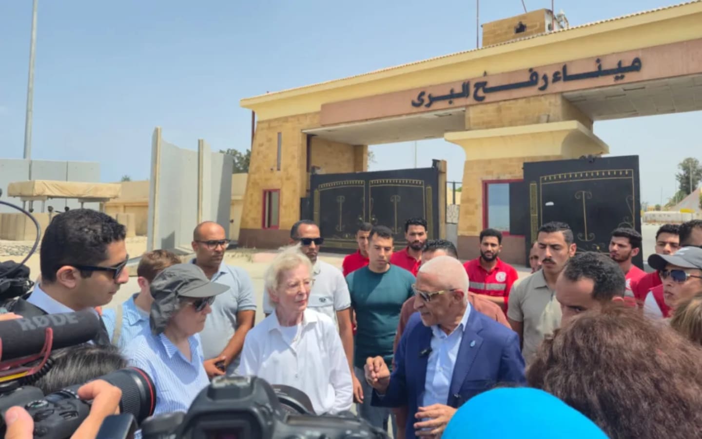 Former Irish President Mary Robinson and former New Zealand Prime Minister Helen Clark have visited the Rafah border crossing. Photo / Elder