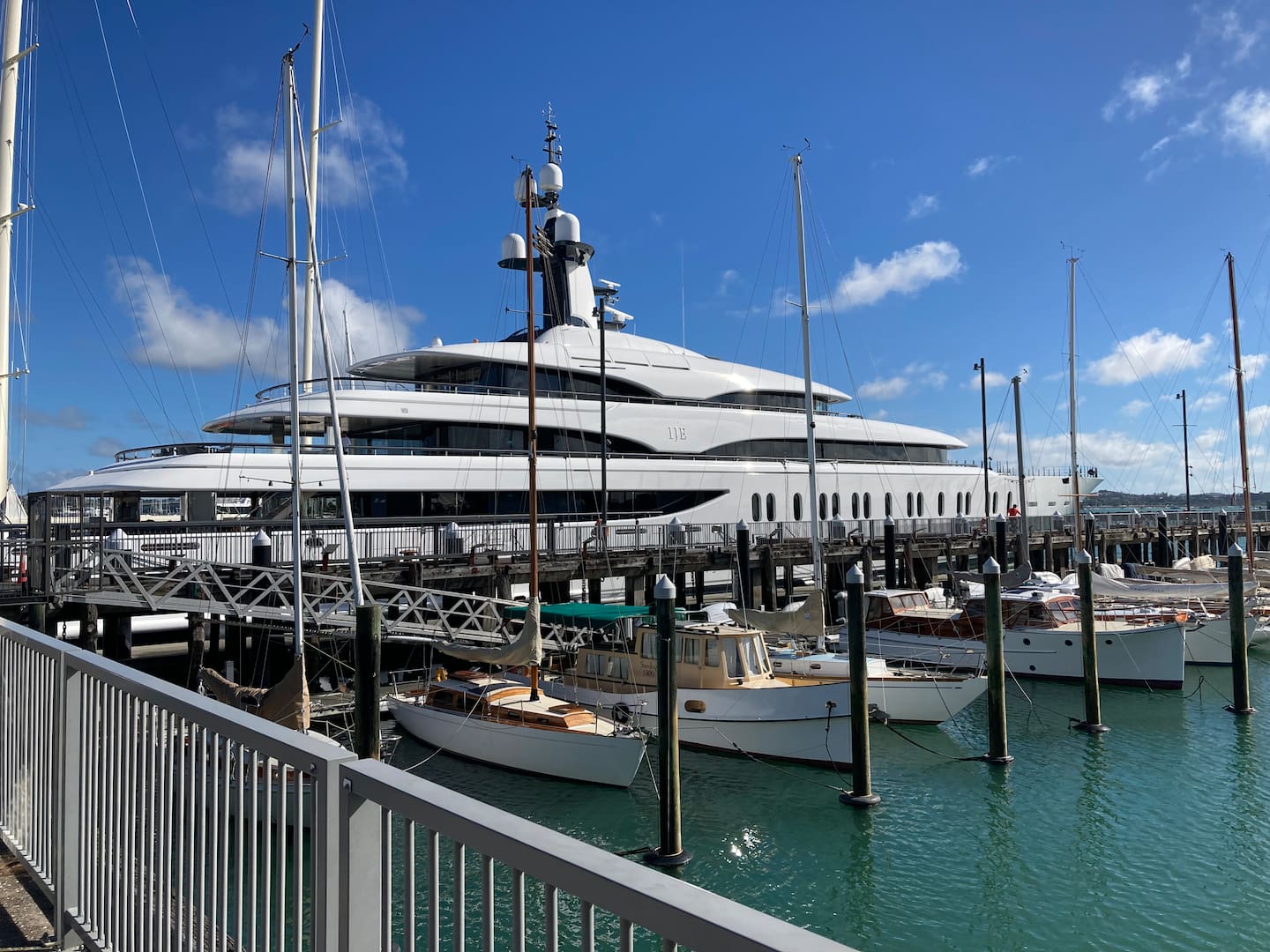 James Packer's $350 million superyacht IJE at Wynyard Quarter in Auckland.