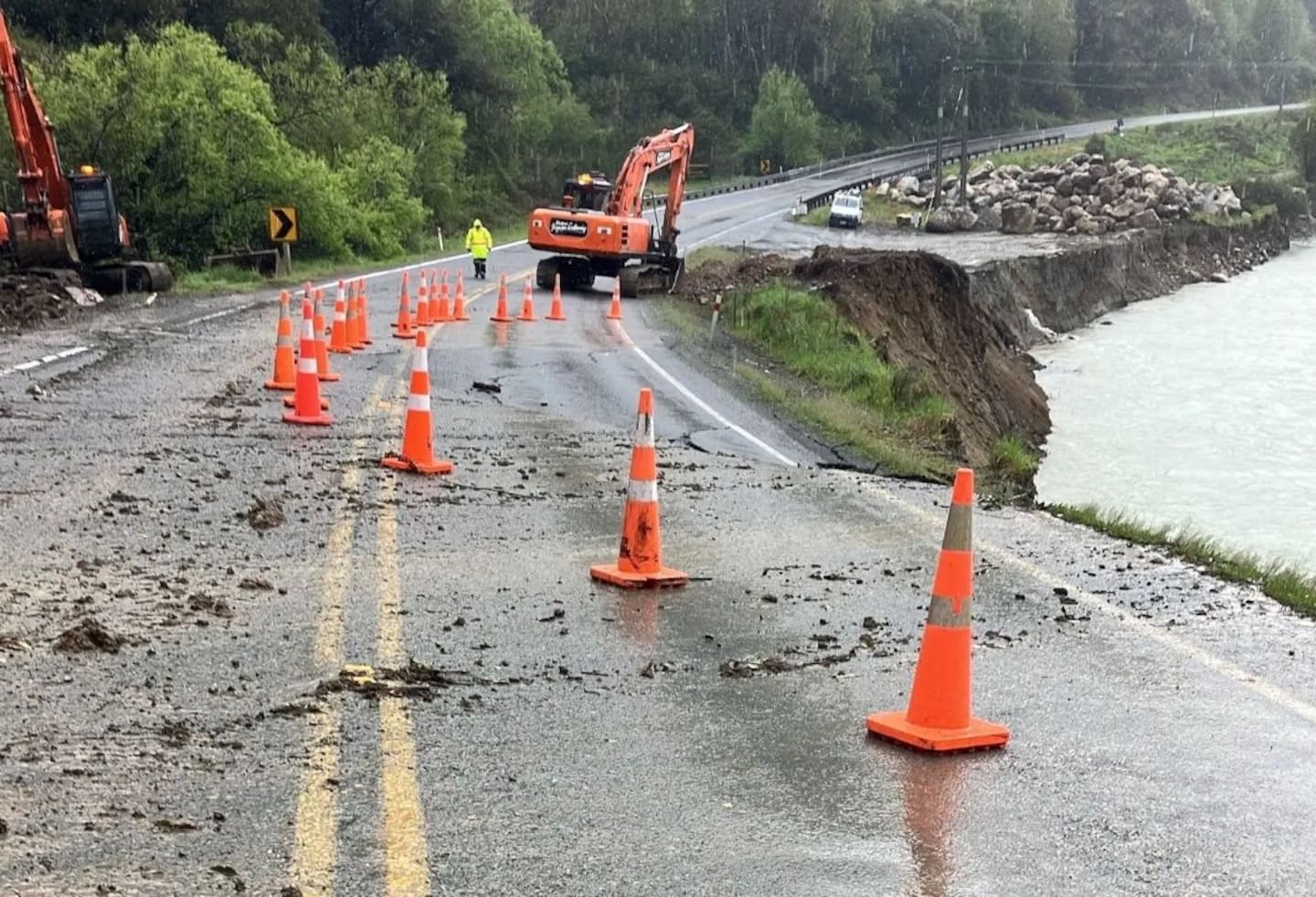 The West Coast was cut off this week following closures on State Highways due to damage from the severe weather. Photo  / supplied, NZTA