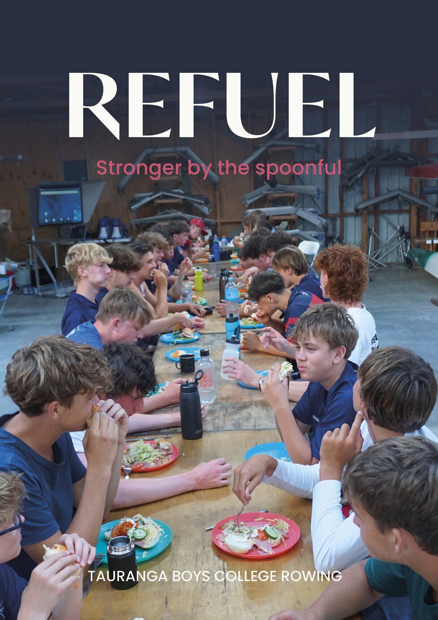  : The cover of Tauranga Boys College rowing team’s new book for sale. Photo / Supplied