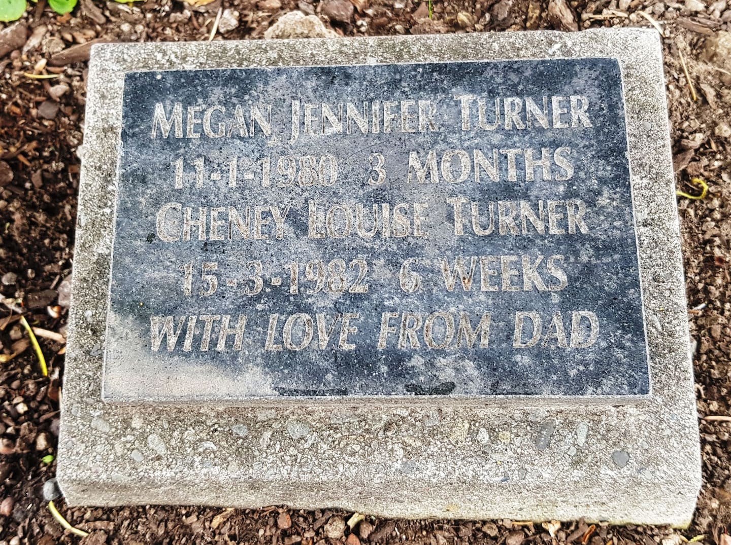 The grave of Lise Turner's two baby girls, murdered by their mother.