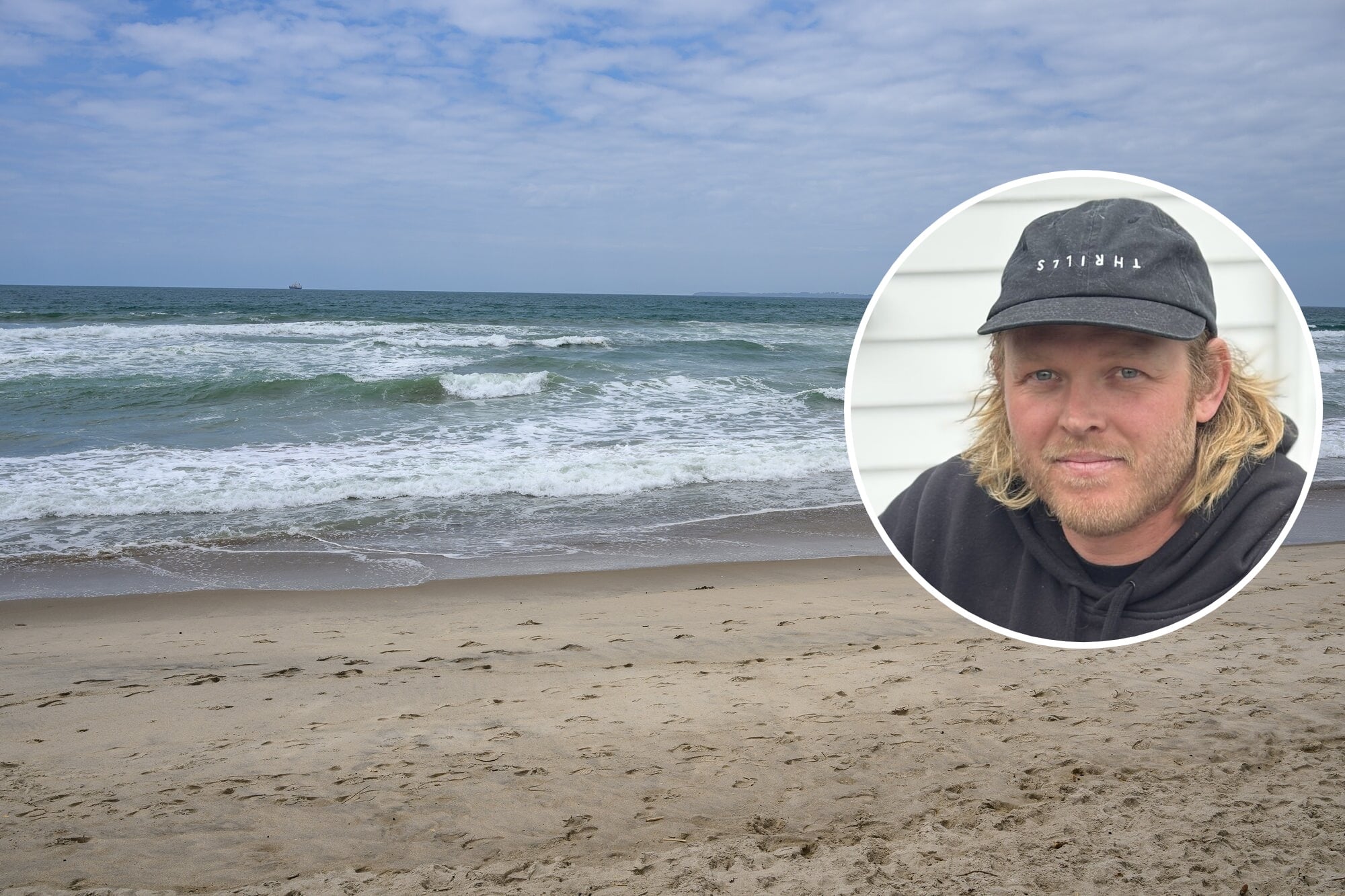 Dan Holland was hailed for his quick thinking and bravery after paddling into a dangerous rip at Otira Close beach access in November 2025 to rescue a woman who was swept hundreds of metres offshore. Main photo / David Hall