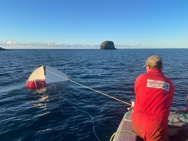 Fourteen people were rescued from the stricken launch before it sank in May. Photo / Sean Kelly, Pacific 7 Ltd