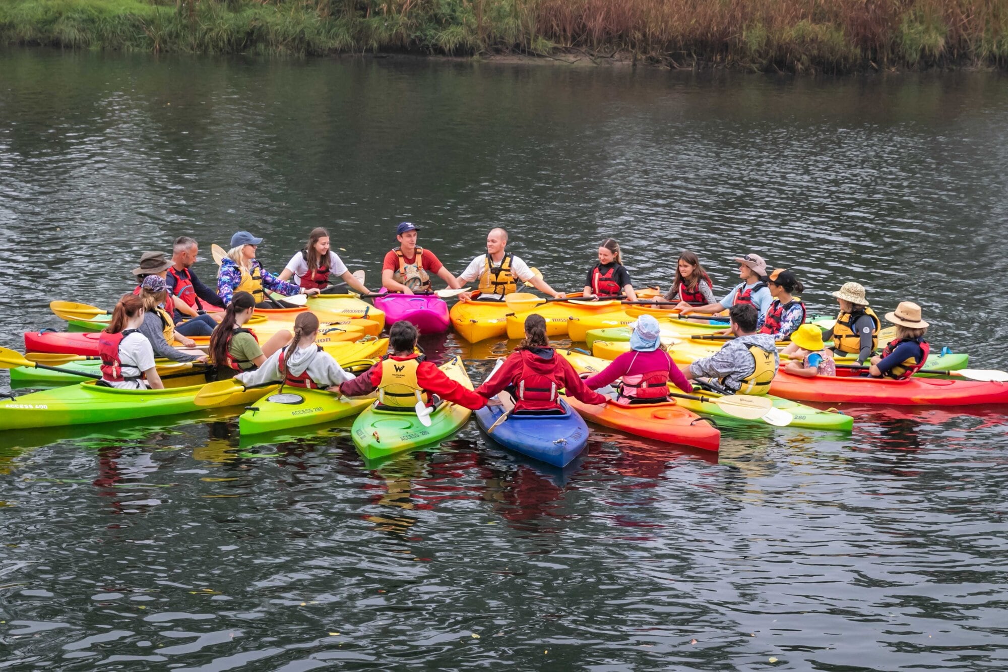  About 35 people took to kayaks to go look for and collect rubbish in Wairoa River. Photo / Kelly O&rsquo;Hara
