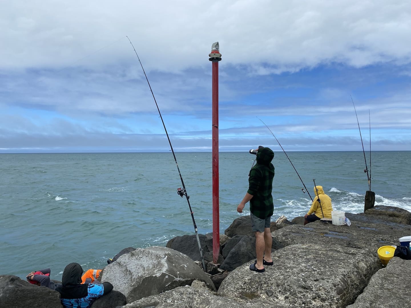 Rain or shine: Anglers are catching an abundance of fish in Whanganui. Photo / Fin Ocheduszko Brown